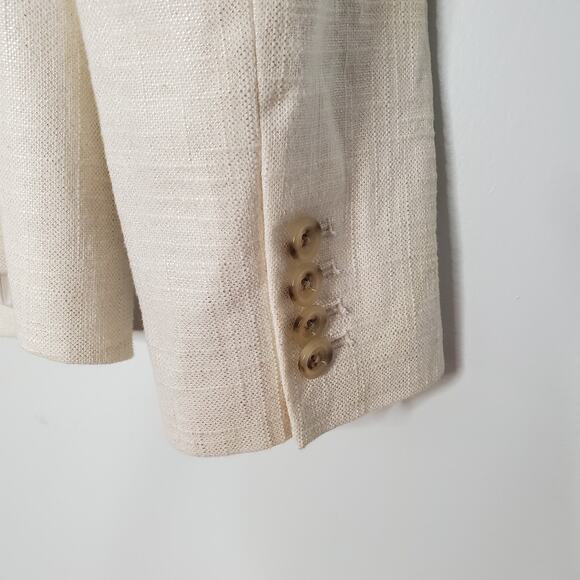 J. Crew Regent Blazer Jacket Metallic Linen Blend Career Ivory Cream Size 10 P - Picture 7 of 11